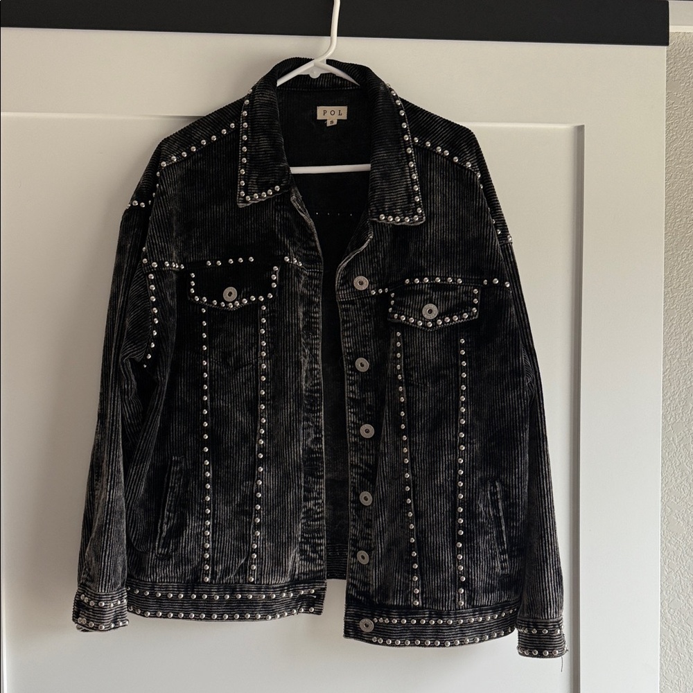 POL Black Studded Jean Jacket